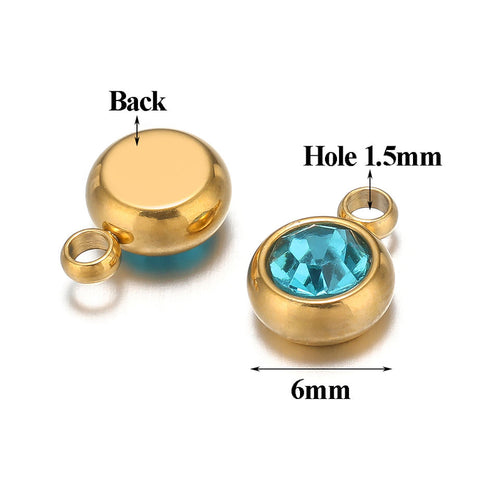 Stainless Steel 6mm Birthstone Pendant Charm view 6