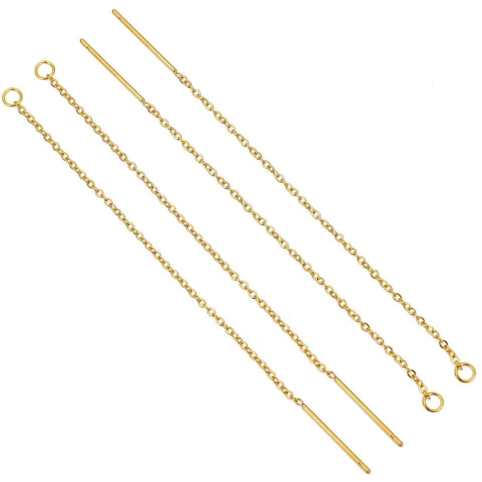 gold-plated-stainless-steel-8cm-chain-ear-line-earrings-diy-women-dangle-jewelry view 2
