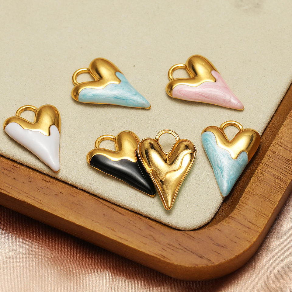 stainless-steel-enamel-heart-charms-handmade-diy-necklaces-bracelet-accessories view 2