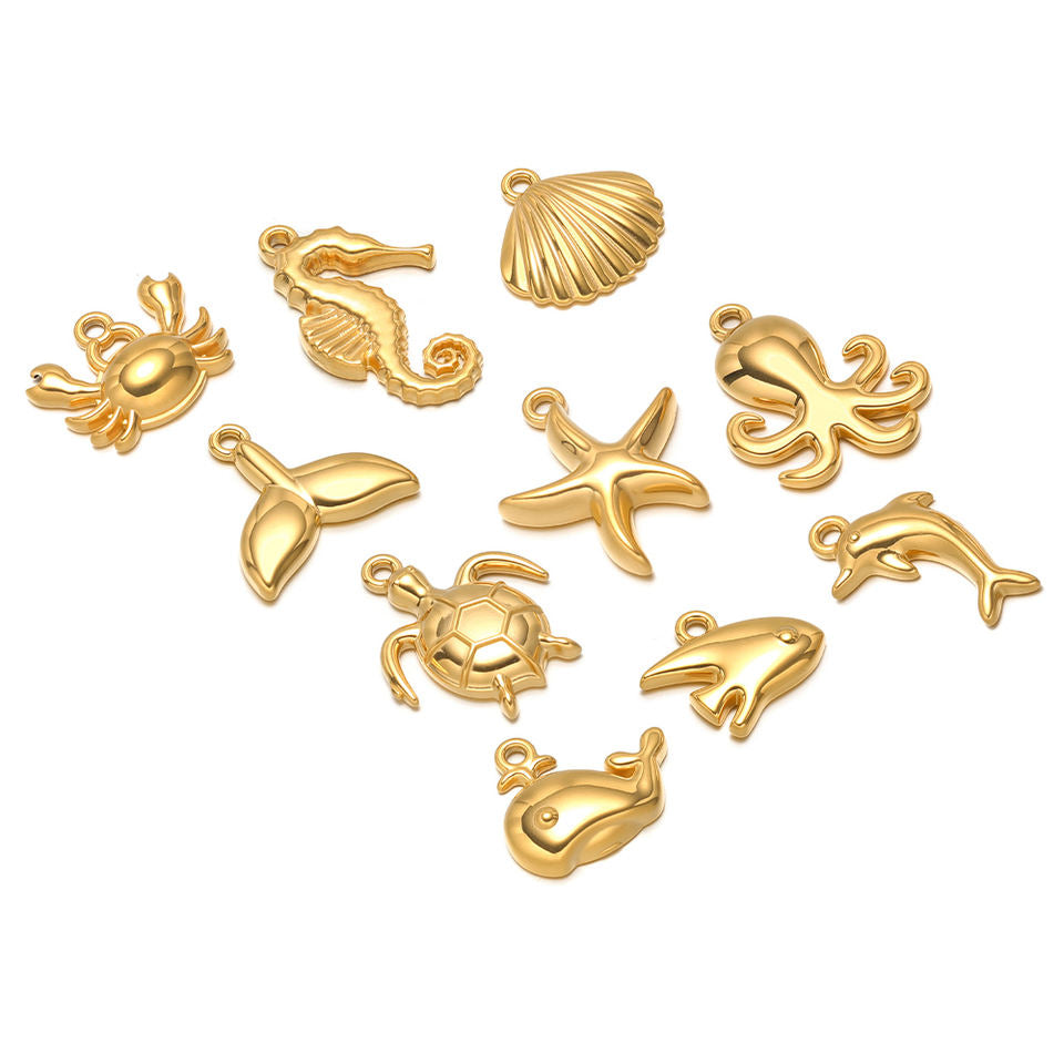 new-fashion-seahorse-crab-octopus-whale-charms-stainless-steel-diy-necklace-bracelet view 5
