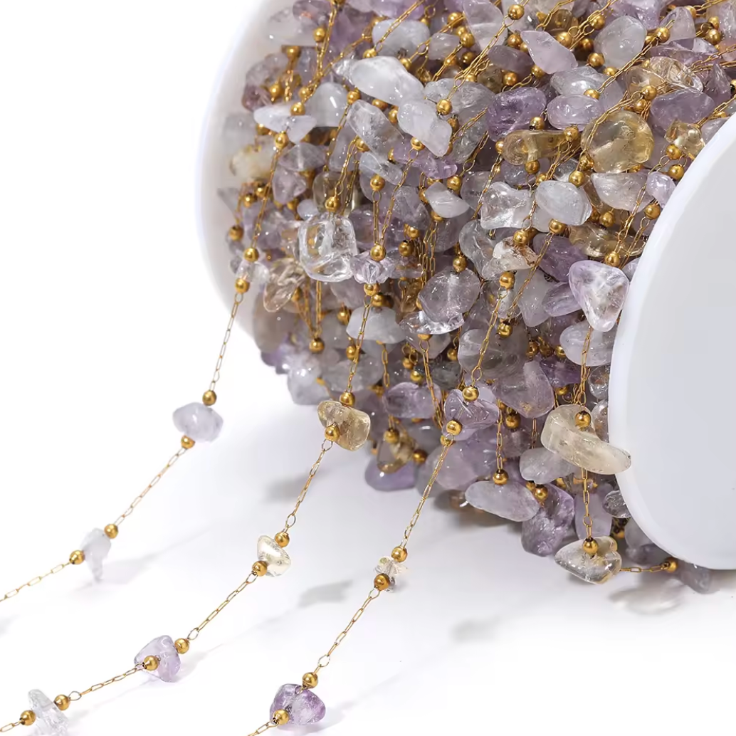 Natural Stone Chain - 18K Gold Plated