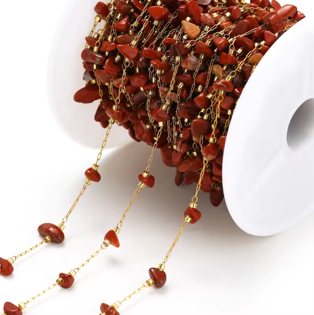 Natural Stone Chain - 18K Gold Plated, Stainless Steel