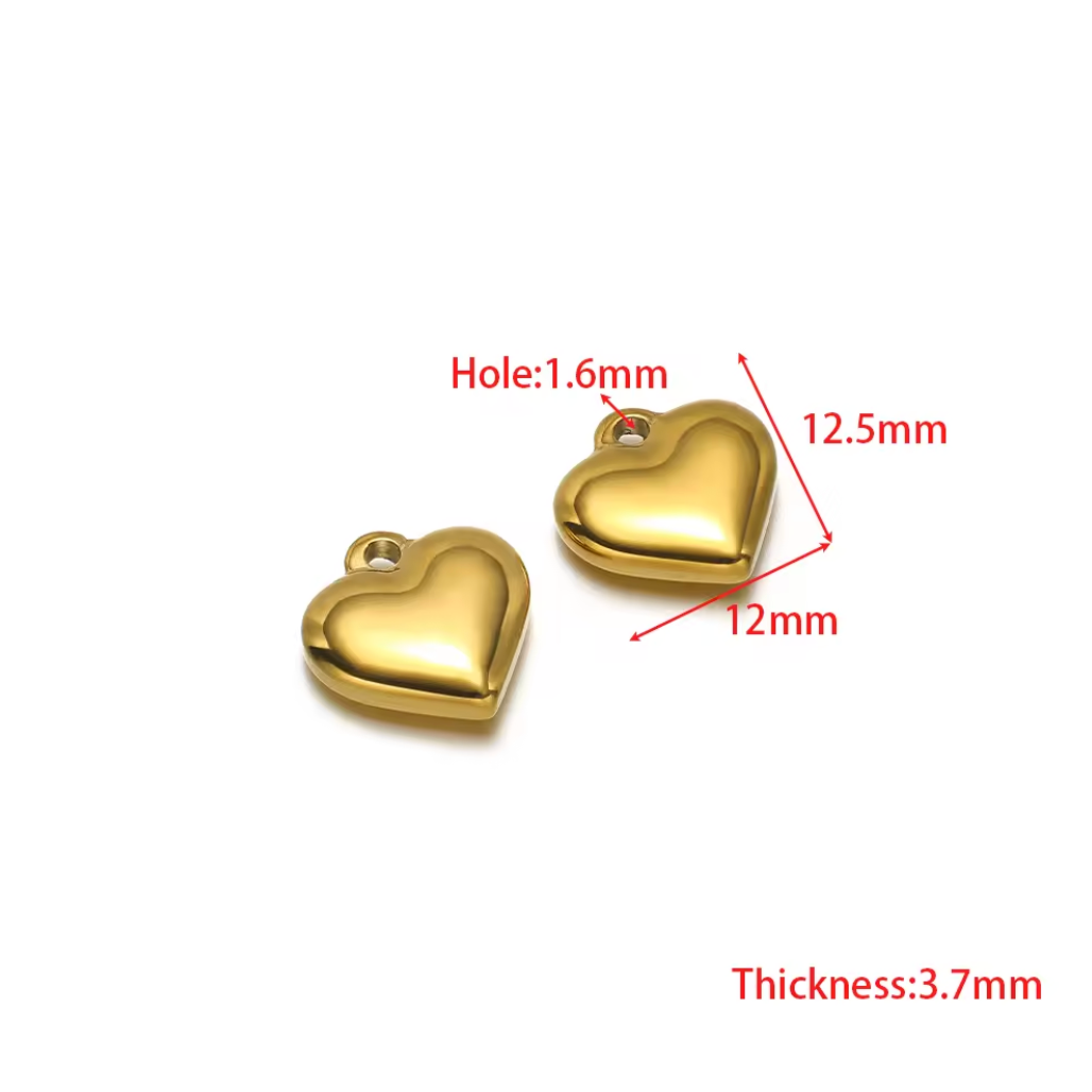 Heart Charm - 18K Gold Plated, Stainless Steel