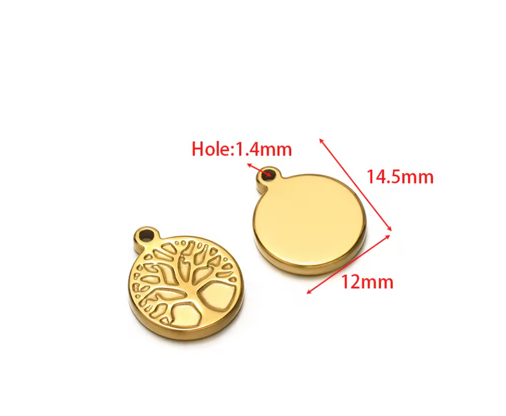 Tree of Life Charm - 18K Gold Plated, Stainless Steel