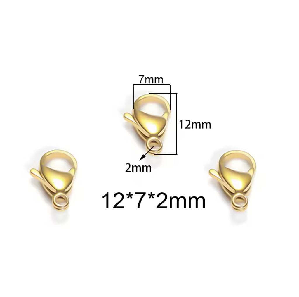 Lobster Clasps Hooks - 18K Gold Plated, 316 Stainless Steel